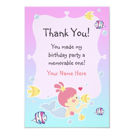 Thank You Note - Mermaid Theme Birthday Party Card | Zazzle.com