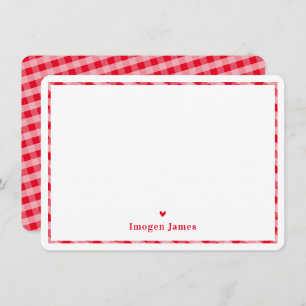 THANK YOU NOTE modern cute check heart bold red