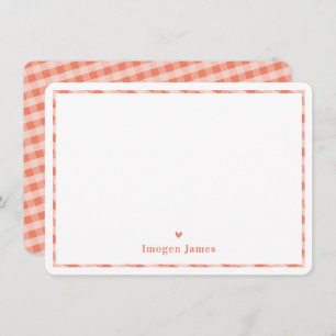 THANK YOU NOTE modern cute check heart orange