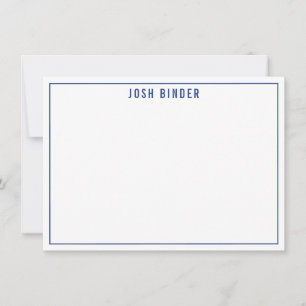 THANK YOU NOTE modern minimal name navy blue Card