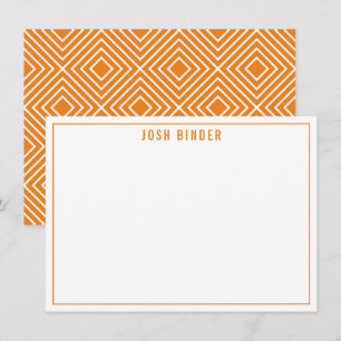 THANK YOU NOTE modern minimal name orange Card