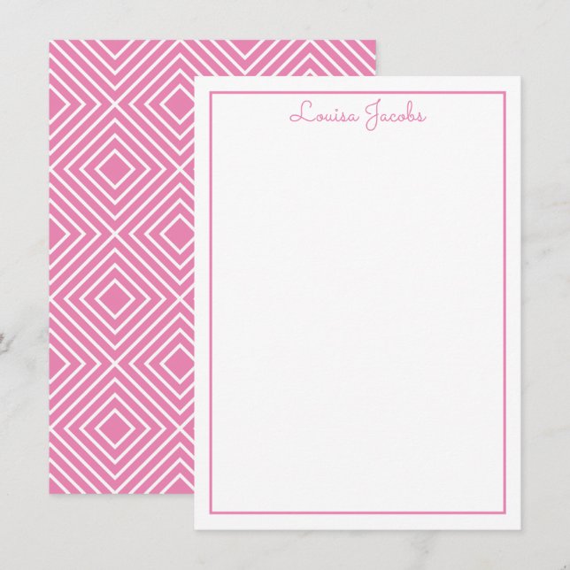 THANK YOU NOTE modern simple name candy pink Card (Front/Back)
