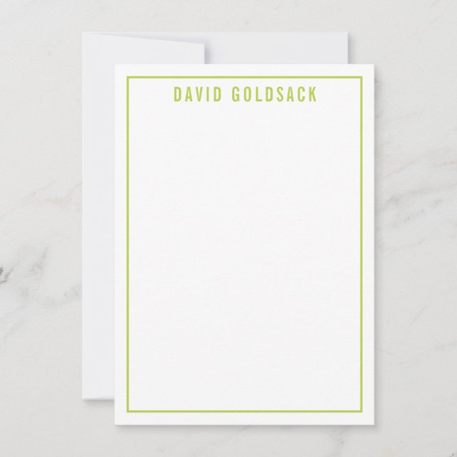 THANK YOU NOTE modern simple name lime green Card (Front)