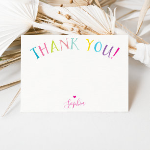 THANK YOU NOTE rainbow letters bright colors Invitation