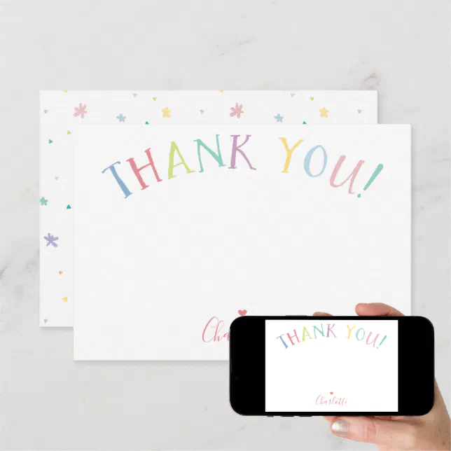 THANK YOU NOTE rainbow letters pastel colors Invitation | Zazzle