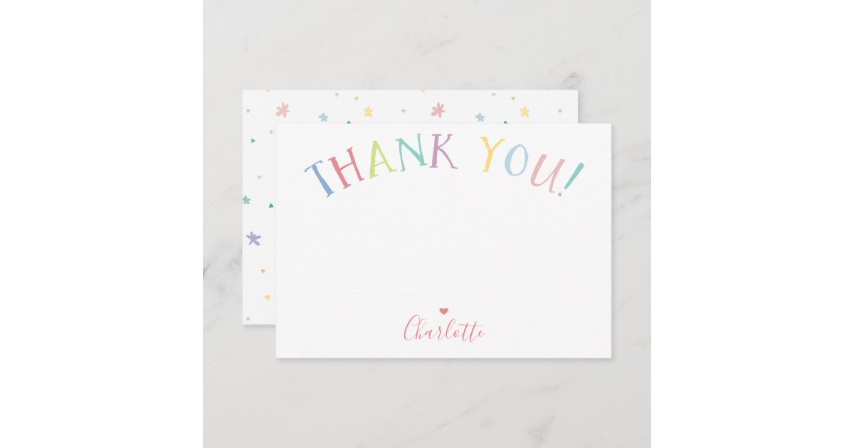 THANK YOU NOTE rainbow letters pastel colors Invitation | Zazzle