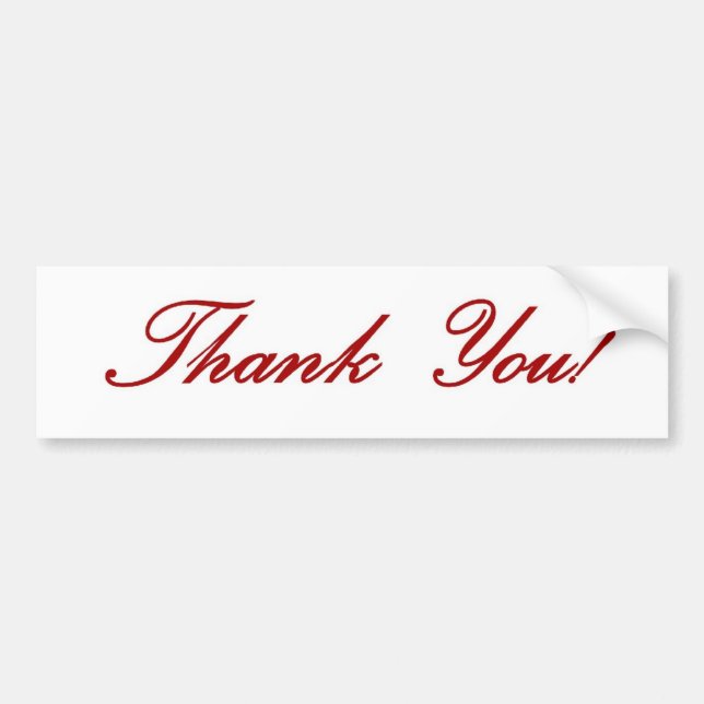 Thank you note - red script bumper sticker (Front)