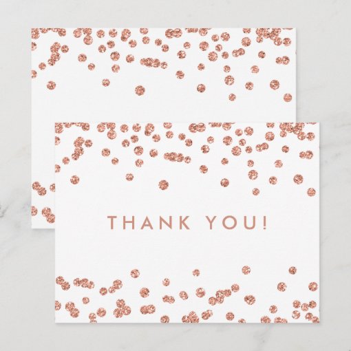 Thank You Note Rose Gold Glitter Confetti White Postcard | Zazzle