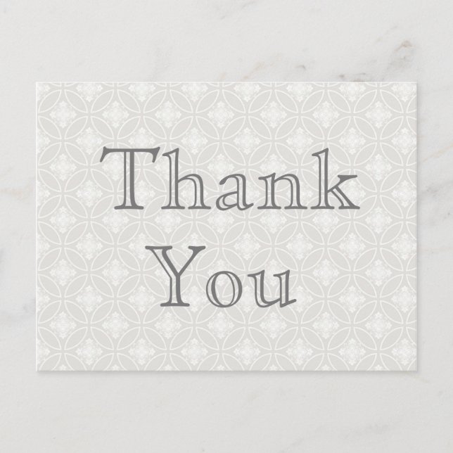 Thank You Note Silver and White Postcard (Front)