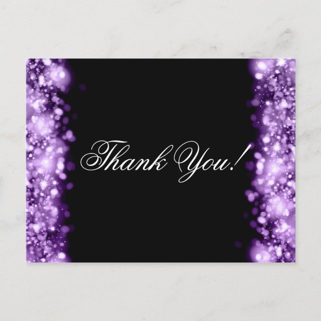 Thank You Note Sparkling Lights Purple Postcard (Front)