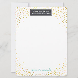 THANK YOU NOTE WEDDING mini gold confetti mint Card