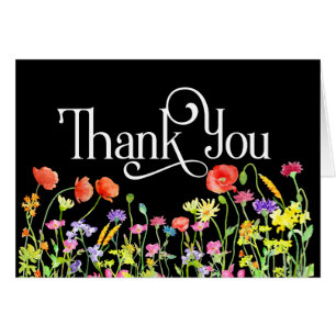 Thank You Note with Colorful Floral Border