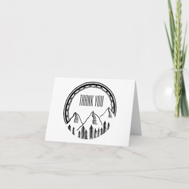 Thank you note with mountains and border (Front)