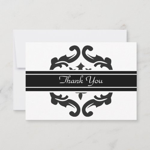 Thank You Notelets in Stylish Black &amp; White Damask