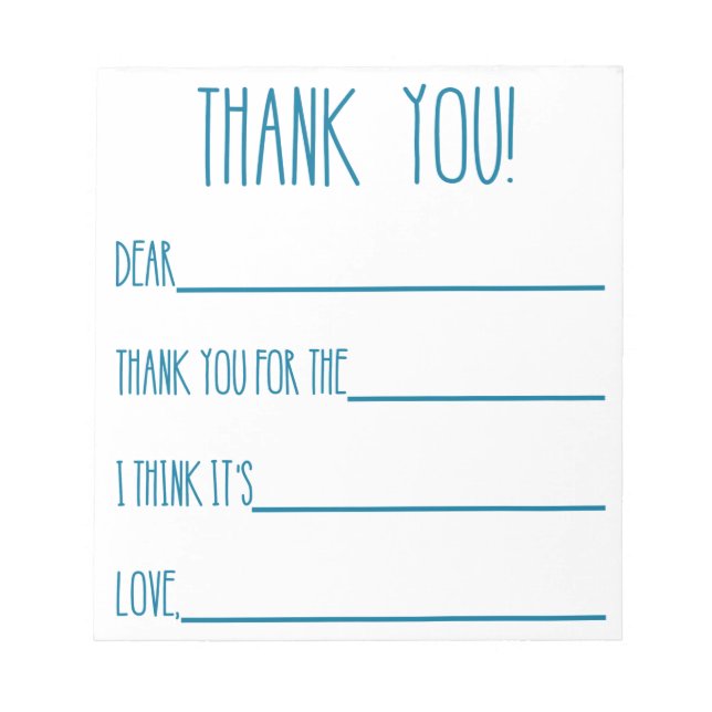 Thank You Notepad for Boys (Front)