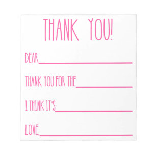 Thank You Notepad for Girls