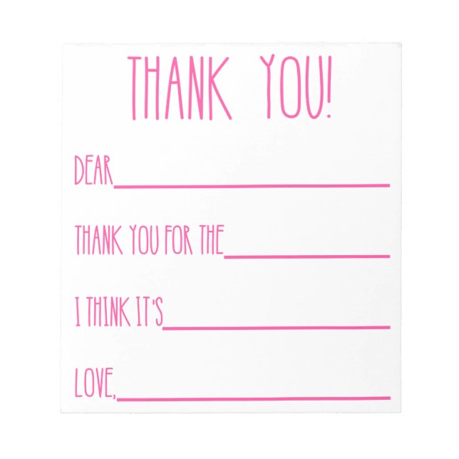 Thank You Notepad for Girls (Front)