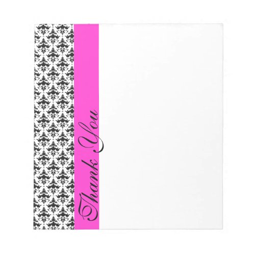 Thank You Notes Black and Pink Damask