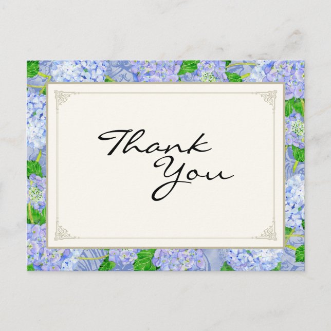 Thank You Notes Blue Hydrangea Lace Floral Formal (Front)
