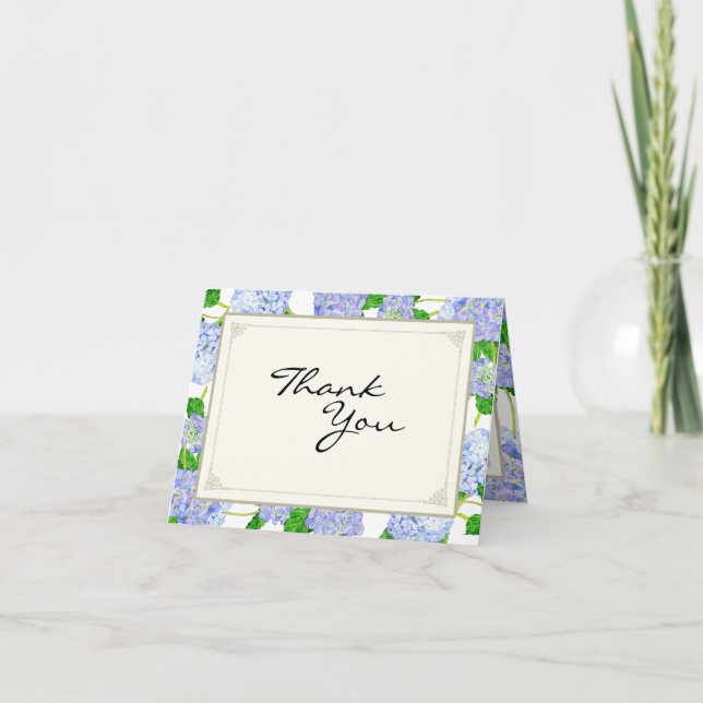 Thank You Notes Blue Hydrangea Lace Floral Formal (Front)
