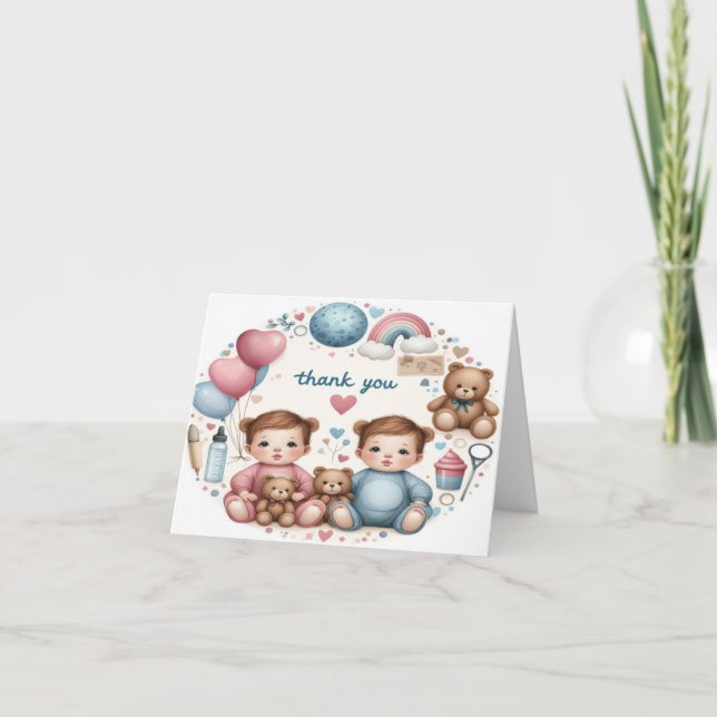 Thank You Notes for Twin girls or New Baby Gift (Front)