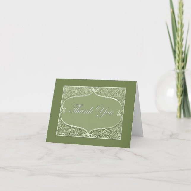 Thank you notes jade,sage silver filigree (Front)