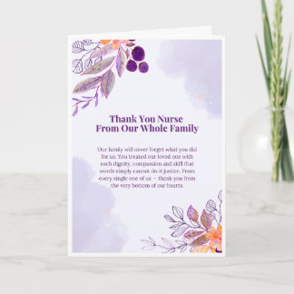 Thank You Nurse Card From Our Whole Family