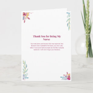 Thank You Nurse Card—Thank You for Being My Nurse Card
