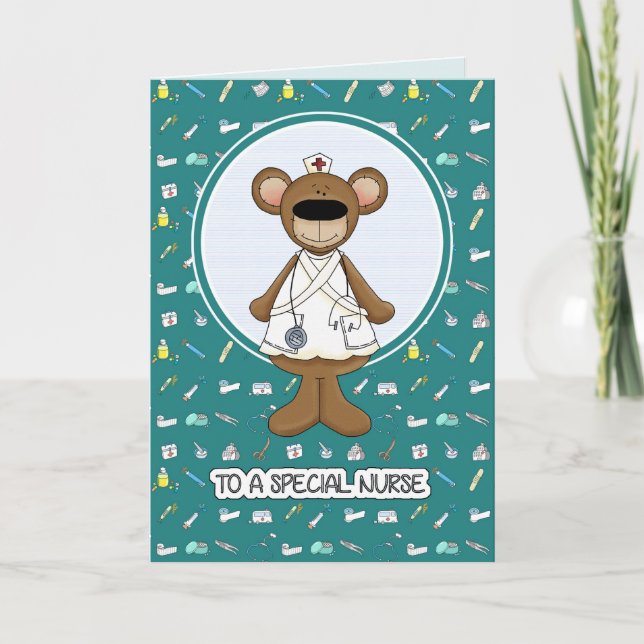 Thank You, Nurse. Cute Teddy Bear Card (Front)
