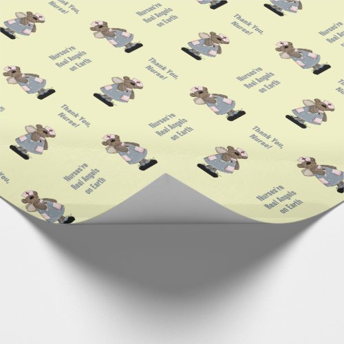 Thank You Nurse Cute Teddy Bear Gift  Wrapping Paper