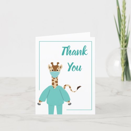 Thank You Nurse Doctor Giraffe Cartoon Animal