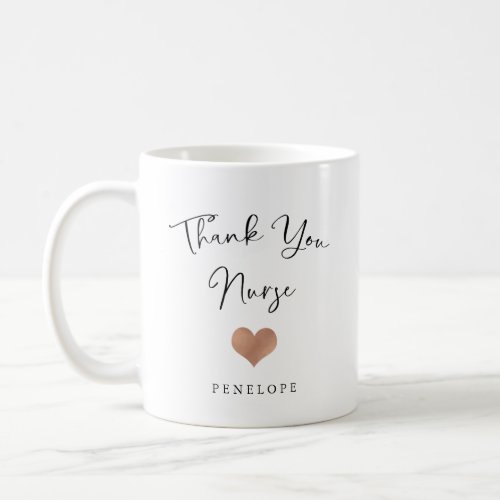 Thank You Nurse  Handwritten Script and Heart Coffee Mug