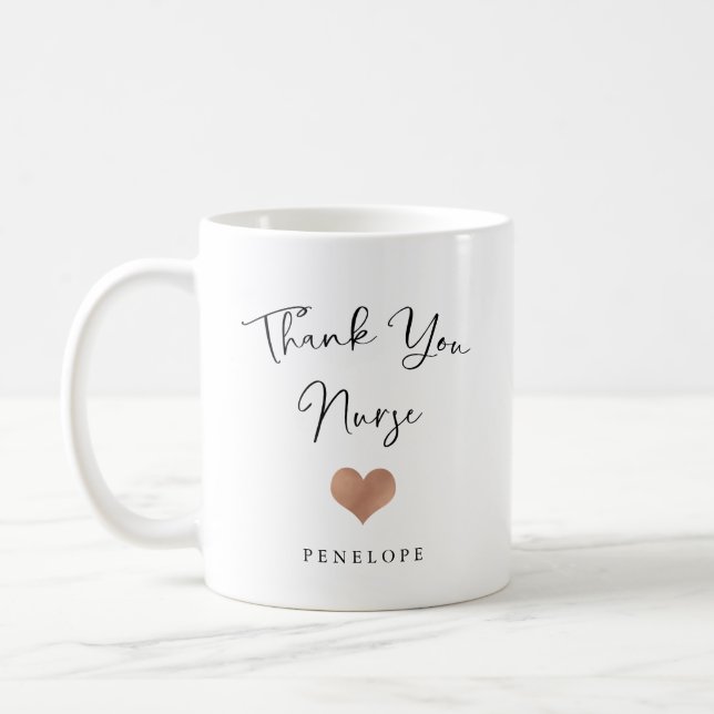 Thank You Nurse | Handwritten Script and Heart Coffee Mug (Left)