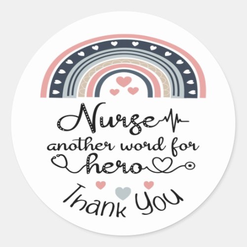 Thank you nurse hero classic round sticker