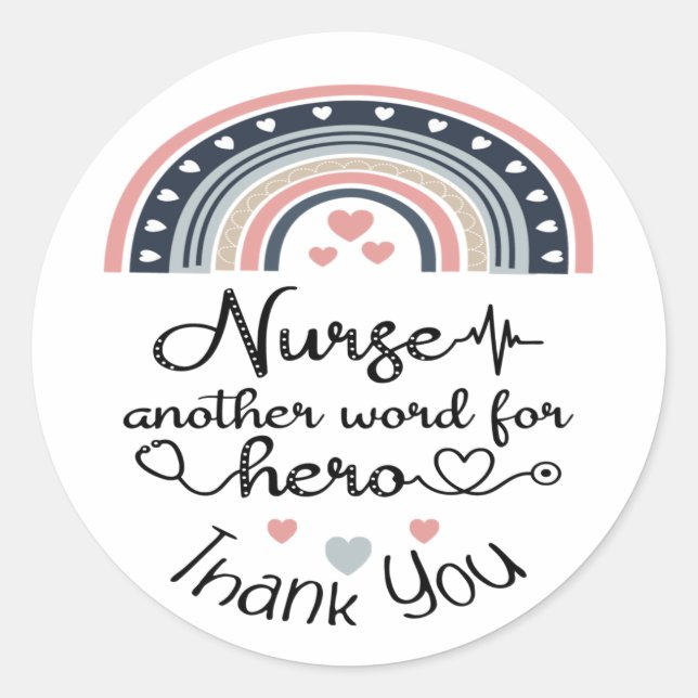 Thank you nurse hero classic round sticker (Front)