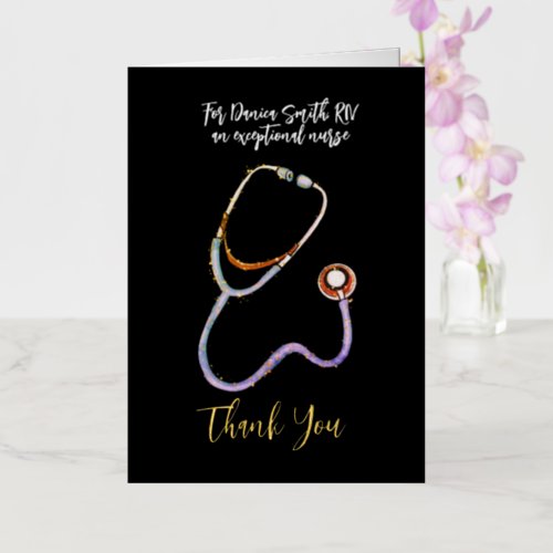 Thank You Nurse Minimalist Black and White  Foil Greeting Card