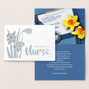 Thank You, Nurse. Spring Daffodils and Stethoscope Foil Card