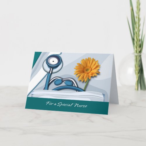 Thank You Nurse Stethoscope and Daisy Card