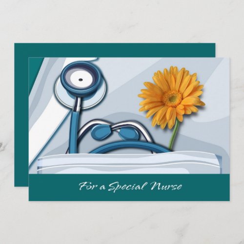 Thank You Nurse Stethoscope and Daisy Card