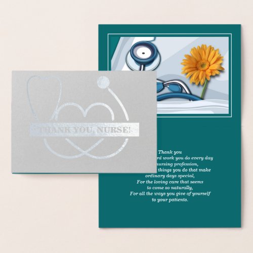 Thank You Nurse Stethoscope and Daisy Luxury Foil Card