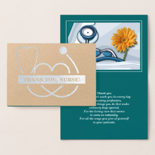 Thank You, Nurse. Stethoscope and Daisy Luxury Foil Card
