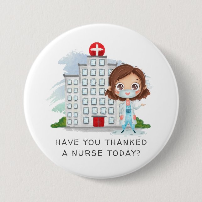 Thank You Nurse | Watercolor Illustration Button (Front)