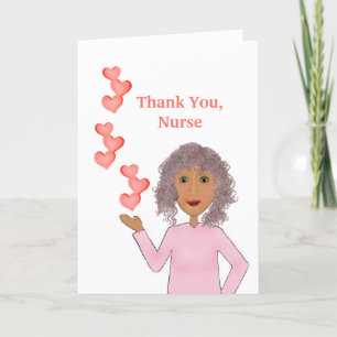 "Thank You, Nurse" with Nurse and Hearts Letterpress Thank You Card