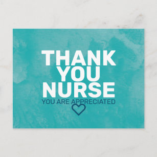 Thank You Nurse You are Appreciated in Turquoise Postcard