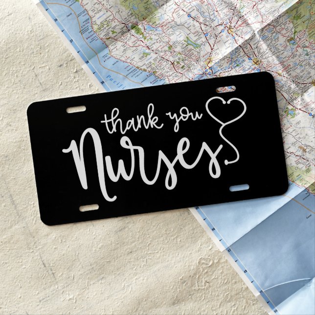 Thank You Nurses | Fancy Script License Plate (In Situ)