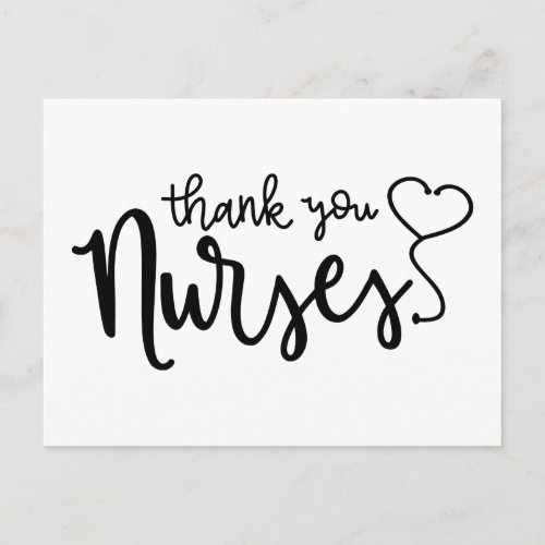 Thank You Nurses  Fancy Script Postcard