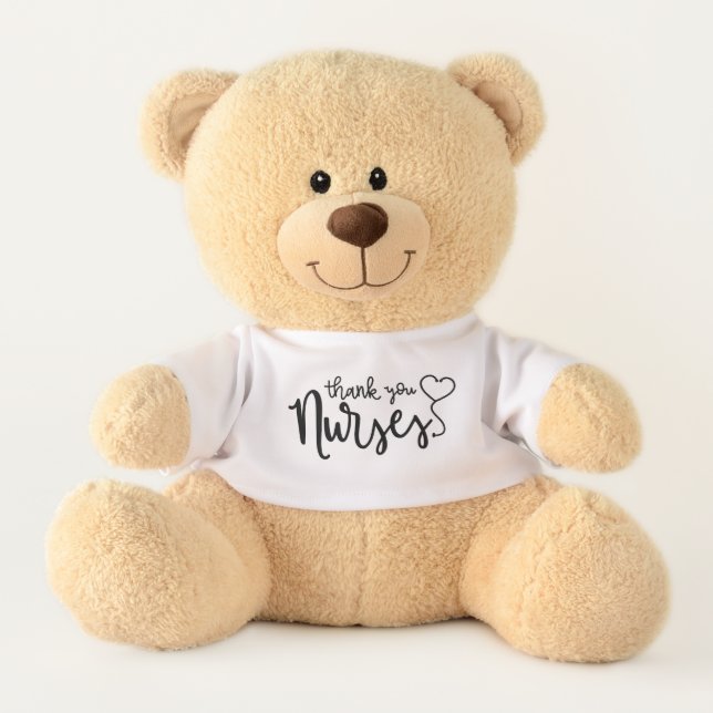 Thank You Nurses | Fancy Script Teddy Bear (Front)