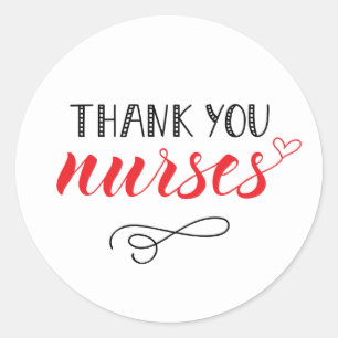 Thank You Nurses Fun Font Classic Round Sticker