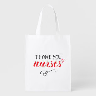 Thank You Nurses   Fun Font Grocery Bag