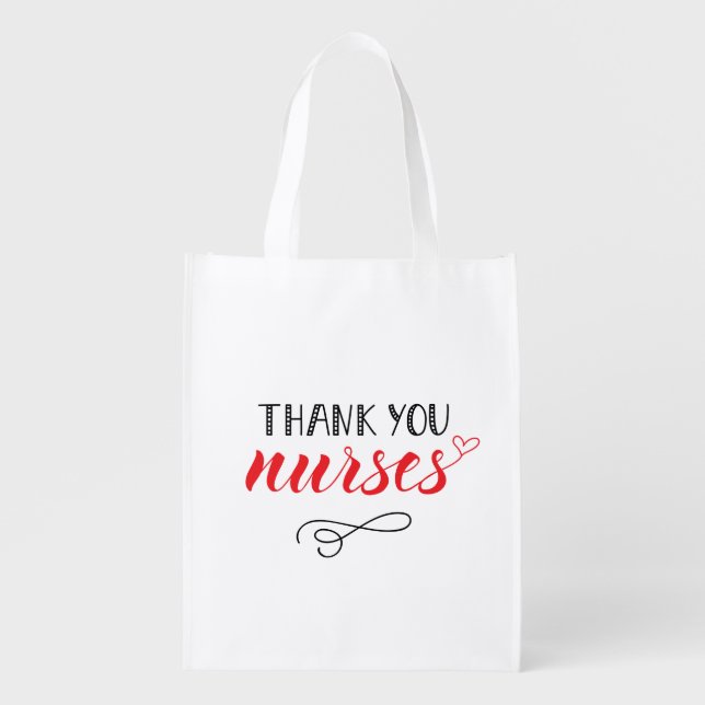 Thank You Nurses | Fun Font Grocery Bag (Front)